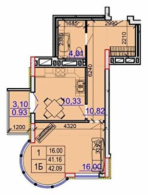 1-комнатная 42.09 м² в ЖК Grand Palace от 21 000 грн/м², Хмельницкий