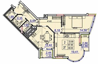 2-кімнатна 69.93 м² в ЖК Grand Palace від 19 000 грн/м², Хмельницький