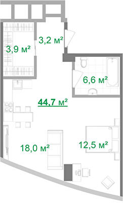 1-комнатная 44.7 м² в МФК Intergal City от 145 600 грн/м², Киев
