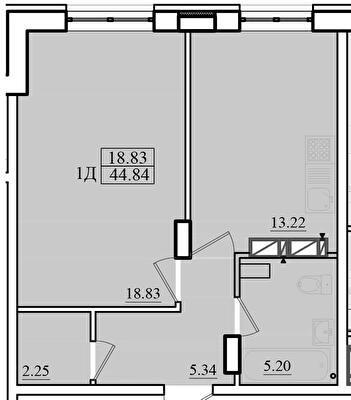 1-комнатная 44.84 м² в ЖК Морской от 18 400 грн/м², г. Черноморск