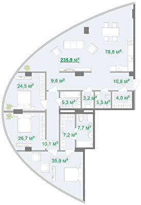 3-комнатная 232.9 м² в МФК Intergal City от 73 640 грн/м², Киев