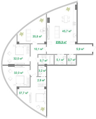 4-комнатная 235.3 м² в МФК Intergal City от 71 400 грн/м², Киев