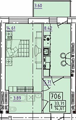 1-кімнатна 33.71 м² в ЖК Парк Морський від 17 200 грн/м², м. Южне