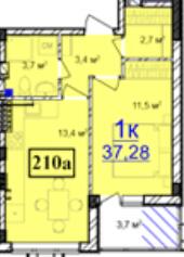1-кімнатна 37.28 м² в ЖК Маріїнський від 15 000 грн/м², смт Великодолинське
