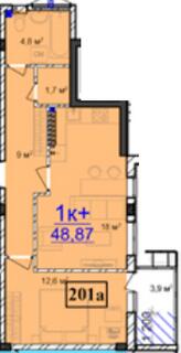 1-кімнатна 48.87 м² в ЖК Маріїнський від 15 000 грн/м², смт Великодолинське