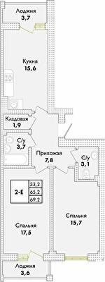 2-кімнатна 69.2 м² в ЖК Парк Совіньон від 21 900 грн/м², смт Таїрове