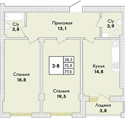2-кімнатна 75 м² в ЖК Парк Совіньон від 21 900 грн/м², смт Таїрове