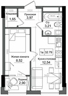 1-кімнатна 32.79 м² в ЖМ ARTVILLE від 22 650 грн/м², смт Авангард