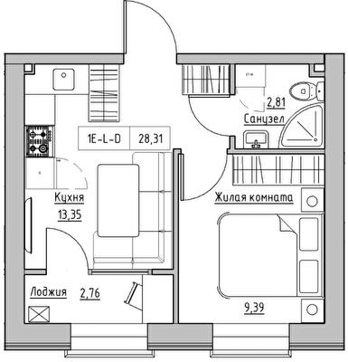 1-кімнатна 28.31 м² в ЖК KEKS від 20 800 грн/м², смт Авангард