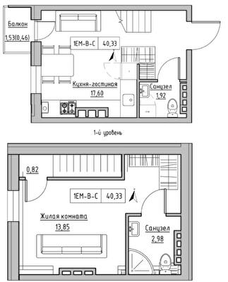 Дворівнева 40.33 м² в ЖК KEKS від 20 800 грн/м², смт Авангард