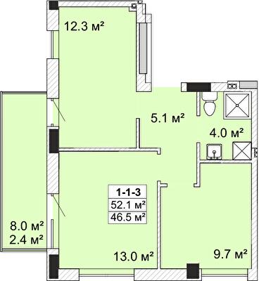 2-кімнатна 52.1 м² в ЖК SMART City-2 від 21 300 грн/м², Одеса