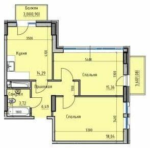 2-кімнатна 59.88 м² в ЖК Простір Eco City (Простір на Радісній від 25 250 грн/м², Одеса