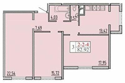 3-кімнатна 82.92 м² в ЖК П'ятдесят восьма Перлина від 24 050 грн/м², Одеса