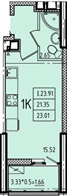 1-кімнатна 23.01 м² в ЖК Елада від 26 600 грн/м², Одеса