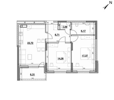 2-комнатная 77.13 м² в ЖК OK`LAND от 31 830 грн/м², Киев