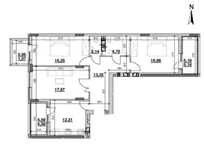 3-комнатная 94.38 м² в ЖК Ріел Сіті от 22 629 грн/м², Львов