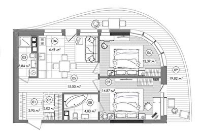 2-кімнатна 71.32 м² в ЖК Creator City від 50 373 грн/м², Київ