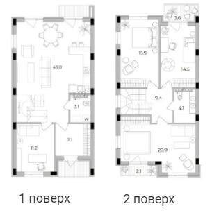 Таунхаус 129.2 м² в Таунхаусы Eastville от 23 994 грн/м², с. Малая Александровка
