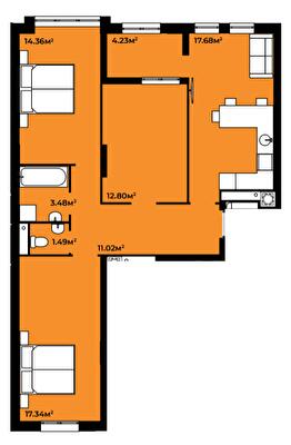 3-комнатная 82.4 м² в ЖК Continent Green от 16 500 грн/м², Львов