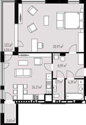 1-комнатная 81.71 м² в ЖК Grand Residence от 70 600 грн/м², Львов