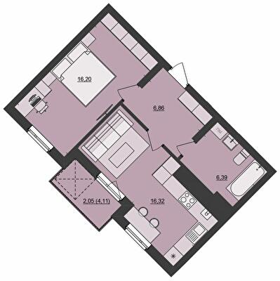 1-комнатная 47.82 м² в ЖК Mill Town от 46 300 грн/м², Львов
