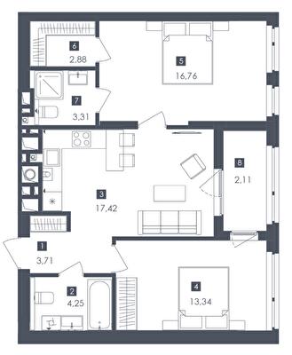 2-кімнатна 63.78 м² в ЖК Safe Town від 35 300 грн/м², Львів