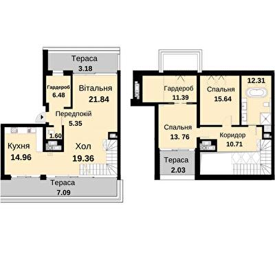 Двухуровневая 145.7 м² в ЖК Княжий холл от 48 000 грн/м², Львов