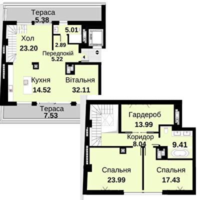 Двухуровневая 168.72 м² в ЖК Княжий холл от 48 000 грн/м², Львов