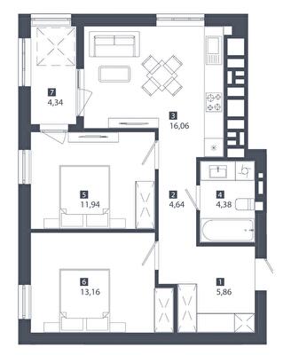 2-комнатная 60.38 м² в ЖК Cinematic от 39 550 грн/м², Львов