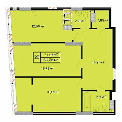 2-комнатная 66.78 м² в ЖК Счастливый от 20 000 грн/м², Львов