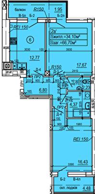 2-комнатная 66.7 м² в ЖК Эко-дом на Тракте 4 от 17 000 грн/м², с. Лисиничи