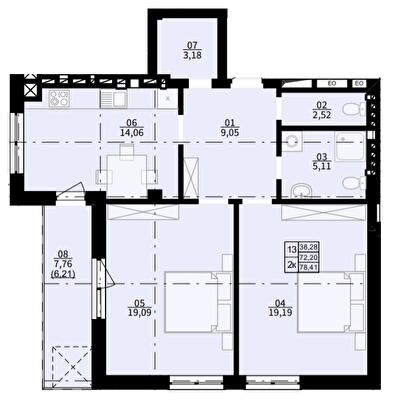 2-комнатная 78.41 м² в ЖК Hygge от 24 900 грн/м², пгт Брюховичи