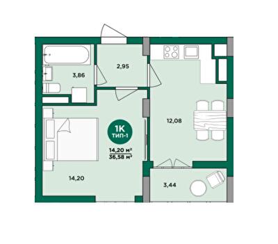 1-кімнатна 36.58 м² в ЖК Wellspring від 27 600 грн/м², м. Вишневе