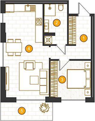 1-кімнатна 52.65 м² в ЖК Royal Residence від 35 750 грн/м², Харків