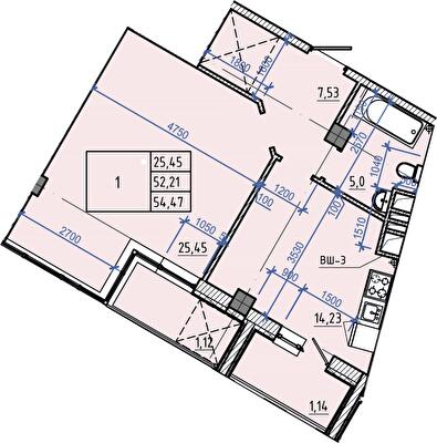 1-комнатная 54.47 м² в ЖК Авиационный от 41 000 грн/м², Харьков