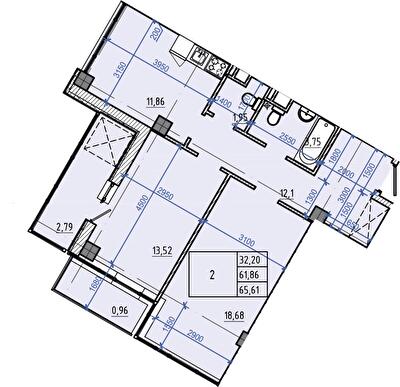 2-кімнатна 65.61 м² в ЖК Авиаційний від 41 000 грн/м², Харків