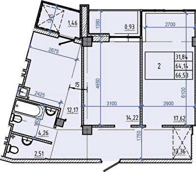 2-кімнатна 66.53 м² в ЖК Авиаційний від 41 000 грн/м², Харків