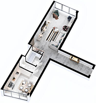 1-комнатная 52.98 м² в ЖК RYBALSKY от 60 625 грн/м², Киев