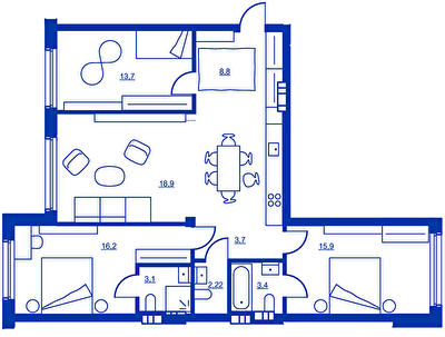 3-комнатная 98.22 м² в ЖК RYBALSKY от 58 650 грн/м², Киев