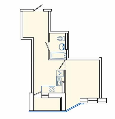 1-кімнатна 43.3 м² в ЖК Німецький проект на Холодній Горі від 28 700 грн/м², Харків