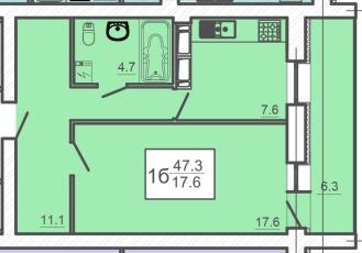 1-кімнатна 47.3 м² в ЖК Оазис від 28 000 грн/м², Харків