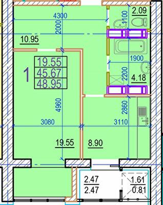 1-комнатная 48.95 м² в ЖК Овис от 29 000 грн/м², Харьков