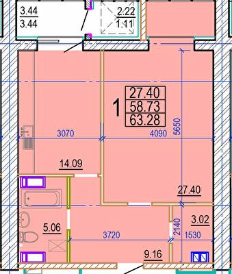 1-комнатная 63.28 м² в ЖК Овис от 29 000 грн/м², Харьков