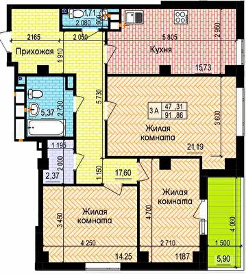3-комнатная 91.86 м² в ЖК Пролисок от 20 900 грн/м², Харьков