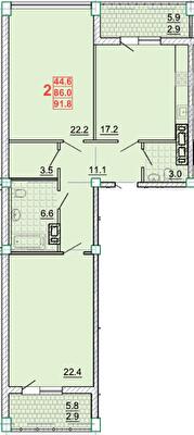 2-комнатная 91.8 м² в КД Leonardo town от 57 450 грн/м², Харьков