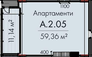 Свободная планировка 59.36 м² в ЖК Avenue 25 от 46 400 грн/м², Днепр