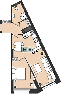 1-комнатная 45.6 м² в ЖК Mont Blan от 32 200 грн/м², Днепр