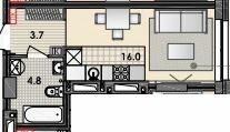 Студия 24.6 м² в ЖК RESPECT HALL от 37 900 грн/м², Днепр
