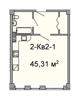 1-кімнатна 45.31 м² в ЖК Троїцький від 46 100 грн/м², Дніпро