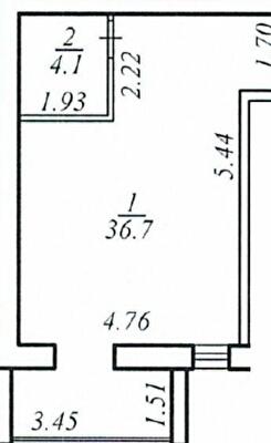 1-комнатная 40.8 м² в КД Березинский от 22 300 грн/м², Днепр